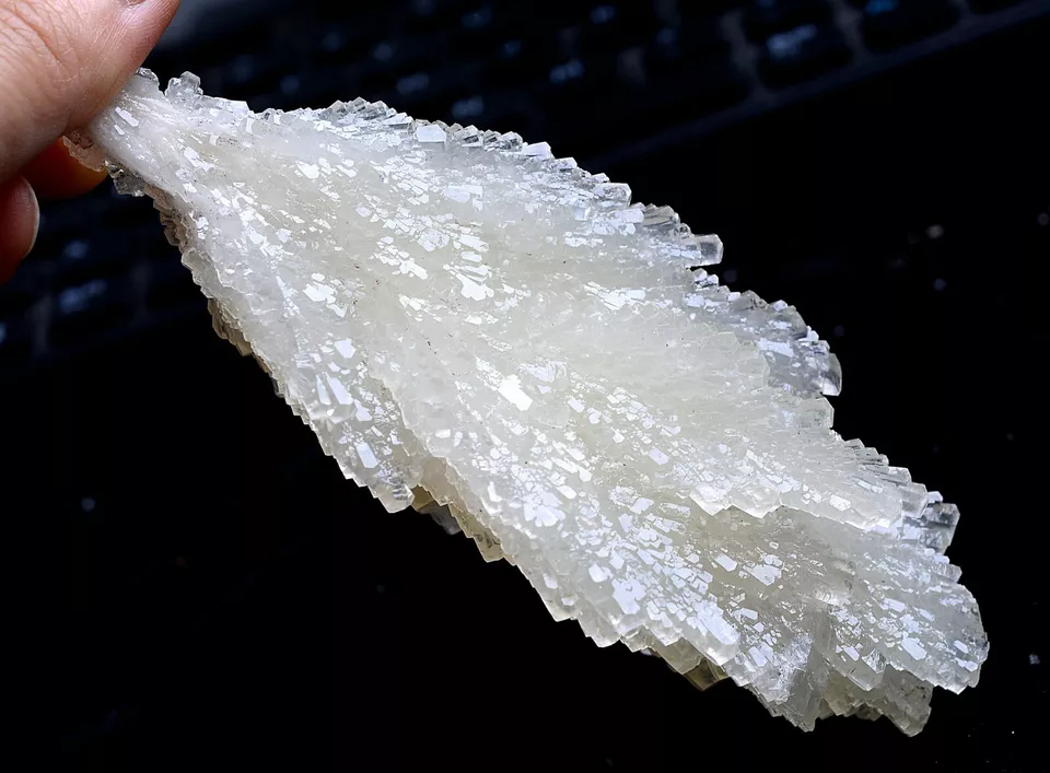 241.g  Natural Fluorescent “Angel Wings” White Calcite Crystal Mineral Specimen