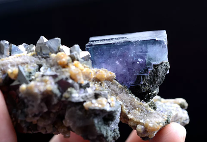 120gNatural Window Purple Fluorite & Arsenopyrite Mineral Specimen/ Yaogangxian