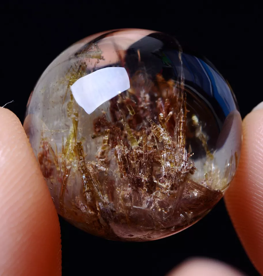 8.76g Natural Rare Variety Healing Green Tourmaline Crystal Sphere Ball Pendant