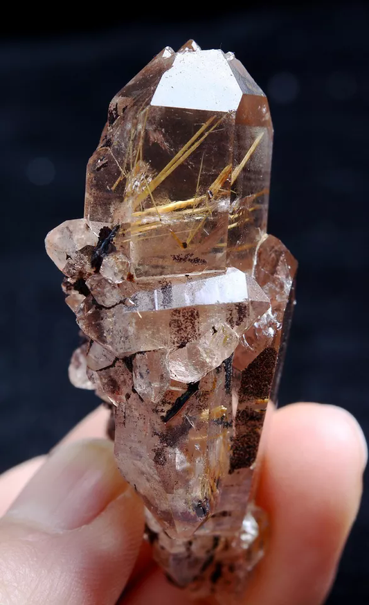 35gNatural Transparent Gold Rutilated Skeletal Quartz Crystal Mineral  Specimens