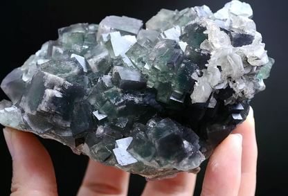 Natural Window Green Fluorite & Pink Fluorescent Calcite Mineral Specimen 377g