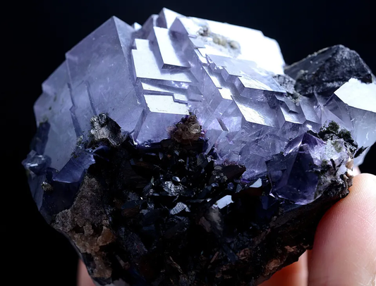 333g Natural Phantom Purple Fluorite & Wolframite Mineral Specimen/Yaogangxian