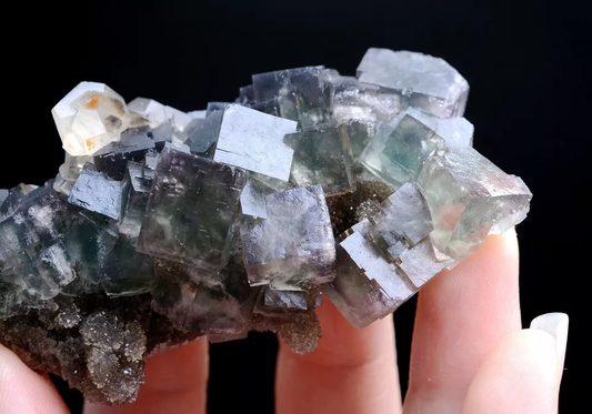 79g NATURAL Green Cubic FLUORITE & Pink Fluorescence Calcite Mineral  Specimen