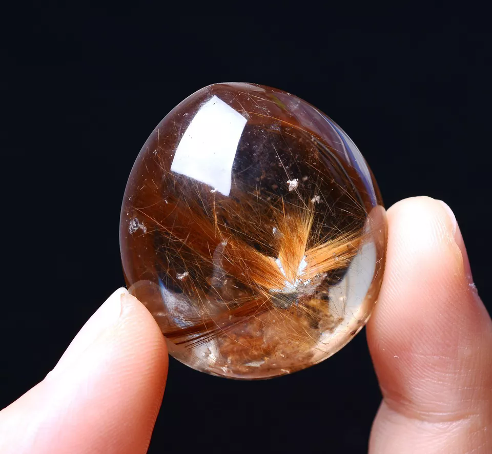 Natural Gold Rutilated Quartz Crystal Cure Powerful Sunflower Pendant   20.07g