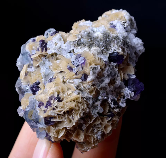 104.22g Inner Mongolia RARE PURPLE FLUORITE & CRYSTAL CALCITE MINERAL SPECIMEN