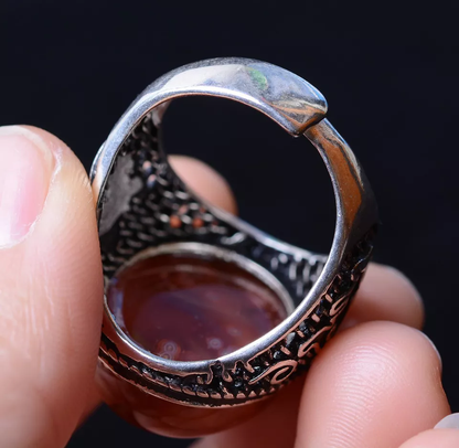 22.5*18*11mm Natural South Red Agate Gemstone Men And Women Adjustable Ring