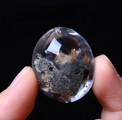 18.22g Natural Clear Green Ghost Phantom Quartz  Crystal Pendant Healing