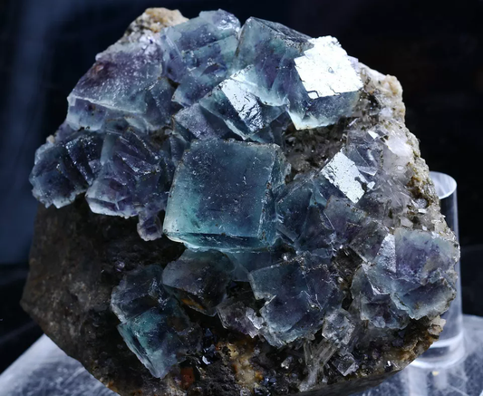 451g Natural Rare Blue & Purple Cube Fluorite CRYSTAL Mineral Specimen/ China