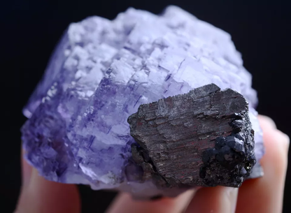 281g Natural Phantom Window Purple Fluorite & Arsenopyrite Mineral Specimen