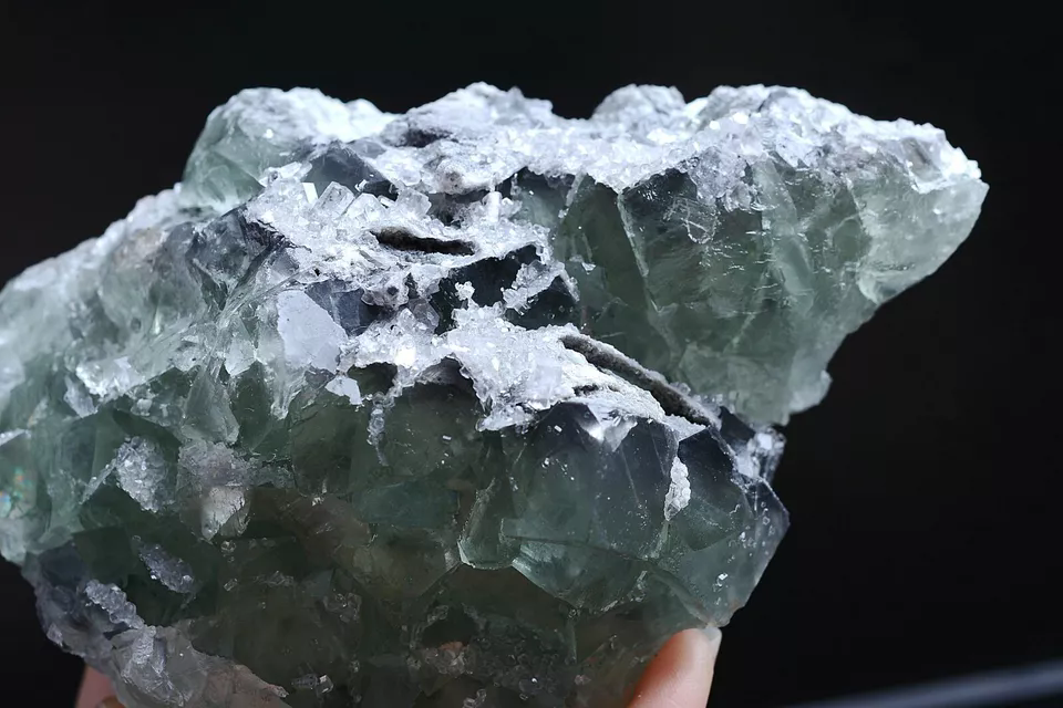 449g Natural Clear Green Fluorite & Crystal Mineral Specimen/Xianghualing China