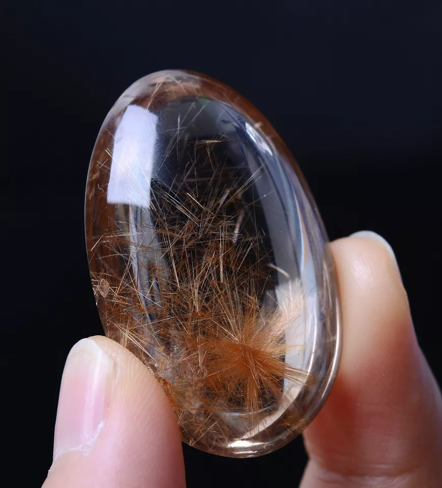 21.30g Natural Gold Rutilated Quartz Hair Crystal Woman Cure Powerful Pendant