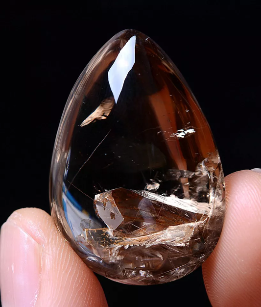 10.79g Natural Rare Clear Rutilated "Stone Inside Stone"Quartz Crystal Pendant