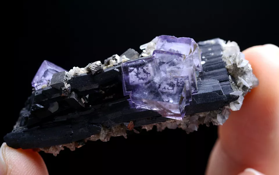 39gNatural Purple Fluorite Wolframite Arsenopyrite Mineral Specimen/Yaogangxian