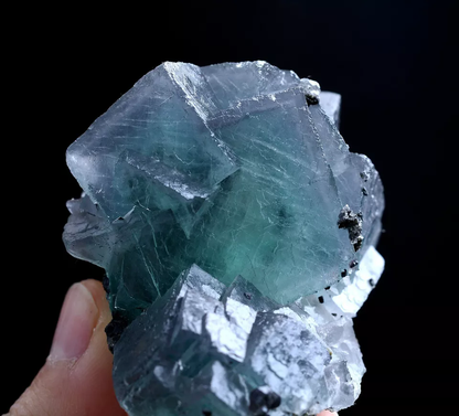 186gNatural Phantom Window Green Purple Cubic Fluorite CLUSTER Mineral Specimen