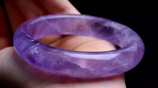 Natural Lavender Amethyst Quartz  Crystal Madam Bangle Inner Diameter 57mm