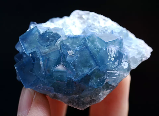 80.g Natural Transparent Phantom Window Blue Cube Fluorite Mineral Specimen