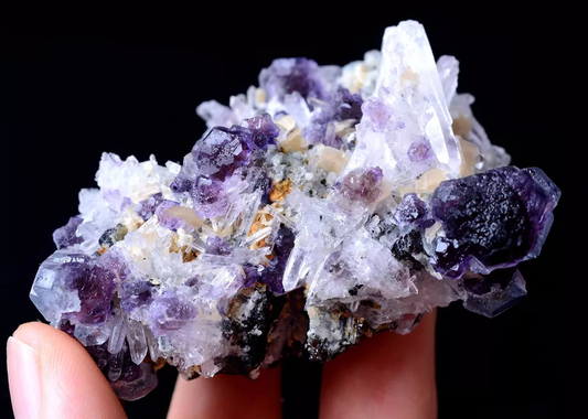 95g Natural New Find Purple Fluorite & Crystal Mineral Specimen Inner  Mongolia