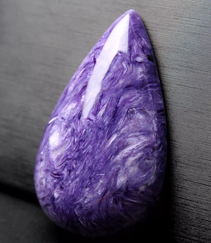 25.3g Genuine Natural Purple Charoite Gemstone Water Drop Lady Pendant AAAA