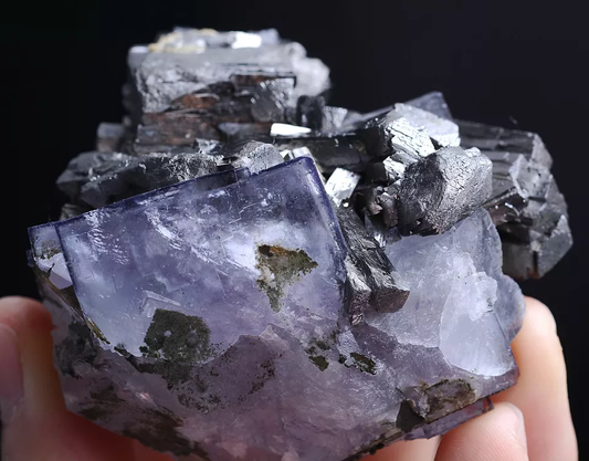 195g Natura Purple FLUORITE & Arsenopyrite Mineral Specimen / Yaogangxian China