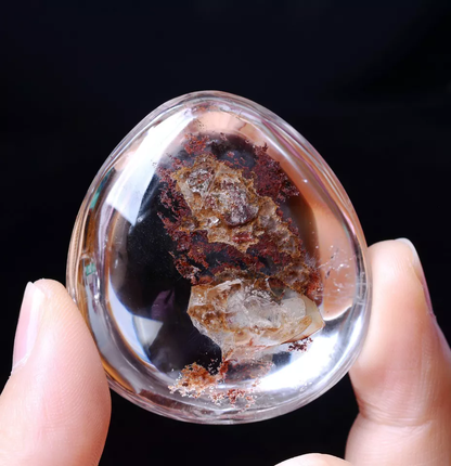 Natural Clear Red Ghost "Stone Inside Stone"Quartz Crystal Pendant  49.61g