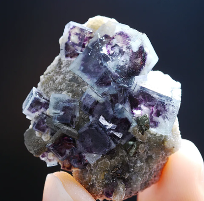 9.70g Natural Phantom Purple FLUORITE Pyrite Mineral Specimen/Inner Mongolia