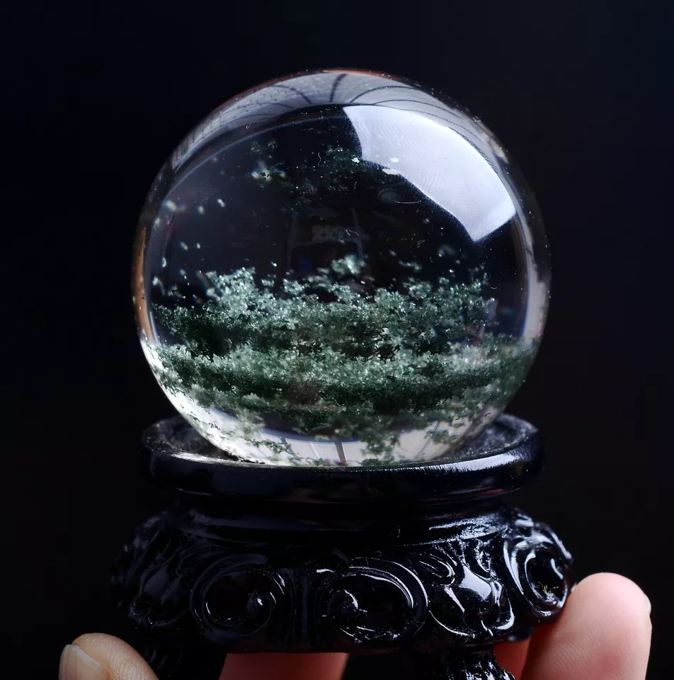 117g Natural Beauty Clear Green Phantom Ghost Quartz Crystal Healing Ball