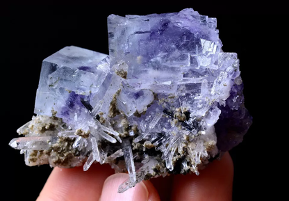 60.5g NEWLY DISCOVERED RARE PURPLE FLUORITE & CRYSTAL SYMBIOTIC MINERAL SAMPLES