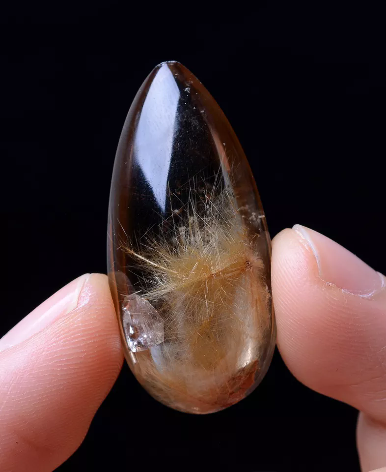 48.05ct Natural Gold Rutilated Quartz Crystal Woman Men Cure Powerful Pendant