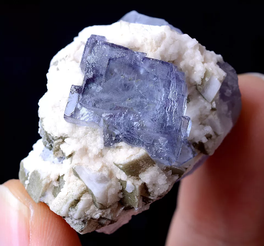 25g RANSPARENT GEM LEVEL Ladder-Like PURPLE FLUORITE CRYSTAL MINERAL  SPECIMEN