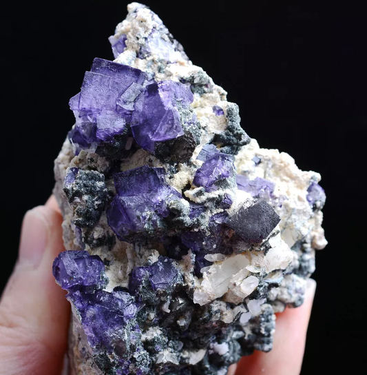 212gNatural Purple Fluorite &Arsenopyrite Crystal Mineral Specimen/Yaogang xian