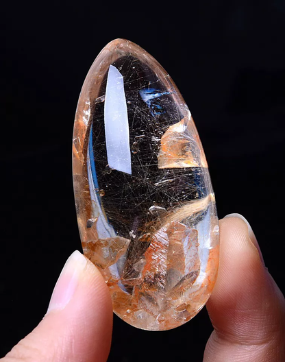 Natural Clear Gold Rutilated "Stone Inside Stone"Quartz Crystal Pendant 41.57g