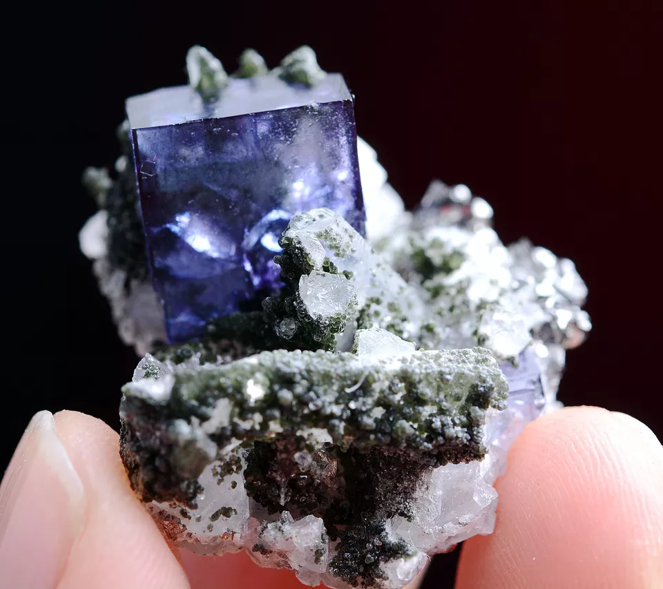 10.6gNatural Purple Fluorite arsenopyrite Crystal Mineral Specimen /Yaogangxian