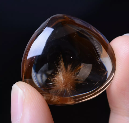 57.65ctNatural Transparent Gold Hair Rutilated Quartz Crystal Powerful  Pendant