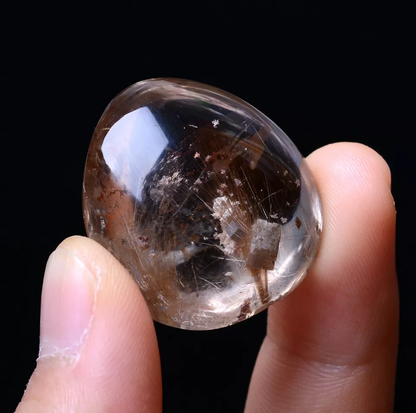 84.95ct  Rare Healing Natural Calcite Gold Rutilated Quartz Crystal Pendant