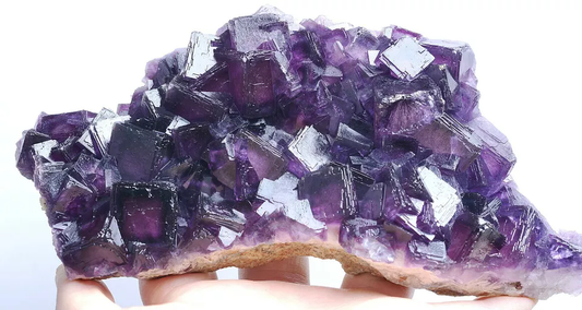 514g NEWLY DISCOVERED RARE PURPLE FLUORITE CRYSTAL CLUSTER MINERAL  SAMPLES