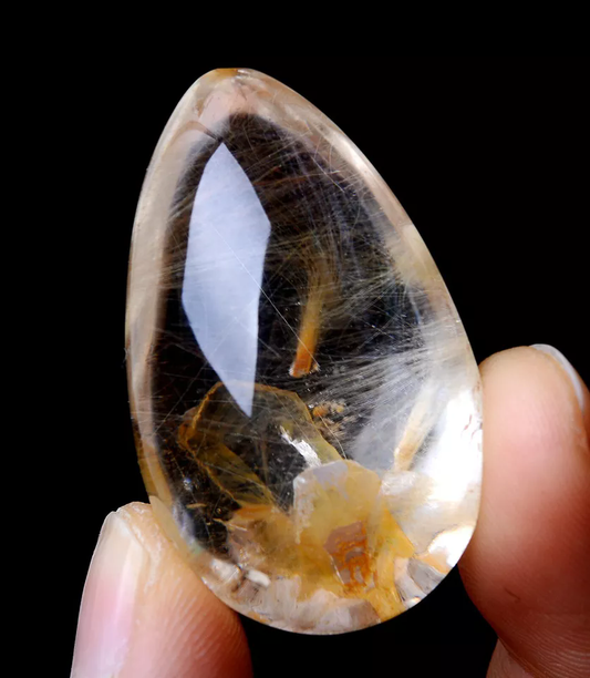 Natural Gold Hair Rutilated "Stone Inside Stone"Quartz Crystal Pendant 97.95ct