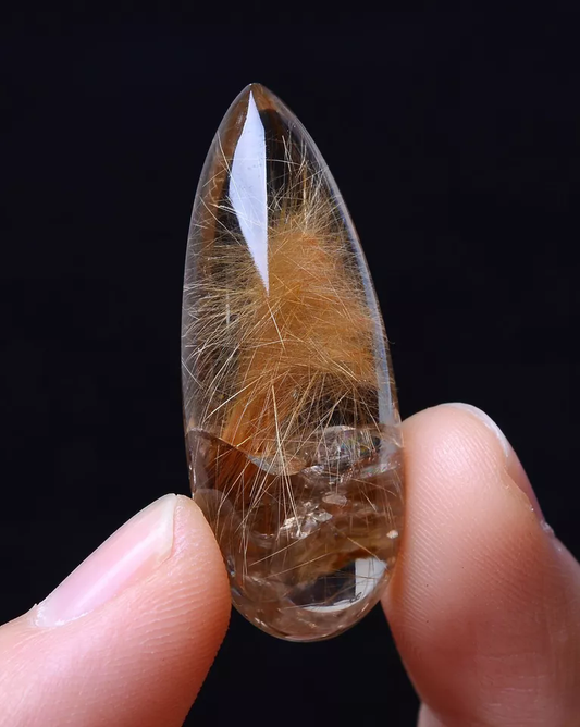 Natural Gold Rutilated Quartz Crystal "Stone Inside Stone" Pendant  46.75ct