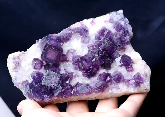 398g NEWLY DISCOVERED RARE PURPLE FLUORITE CRYSTAL CLUSTER MINERAL SAMPLES