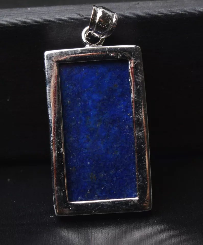 6.4g Natural Royal Blue Lapis Lazuli Gems Rectangle Silver Plated Pendant