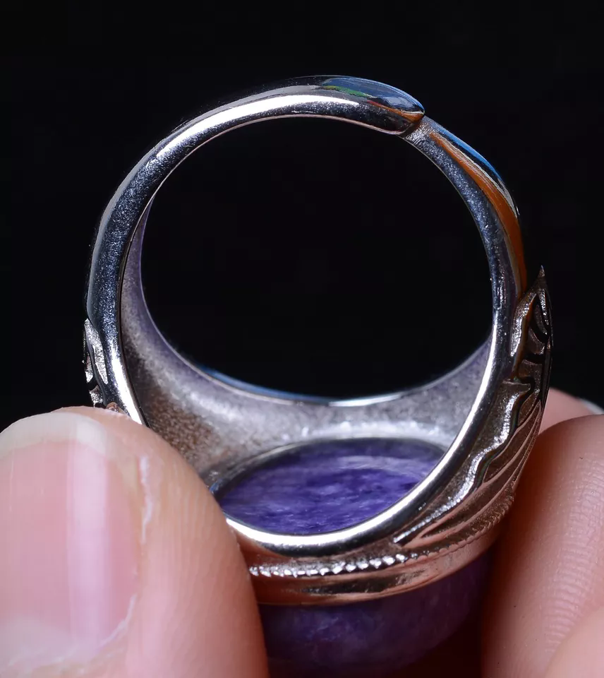 Genuine Natural Purple Charoite Crystal Adjustable Woman Ring  21*17*9mm