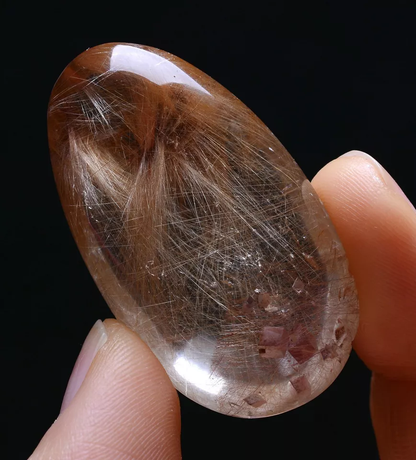 100.1ct Natural Calcite Gold Hair Rutilated Crystal & Calcite Symbiotic Pendant