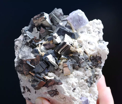 665g Natural Arsenopyrite & Purple Fluorite Mineral Specimen /Yaogangxian China