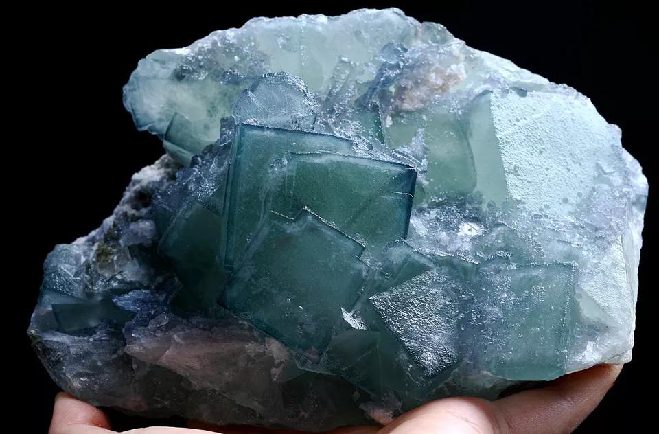 1492g  Natural Phantom Window Green Cubic Fluorite CLUSTER Mineral  Specimen