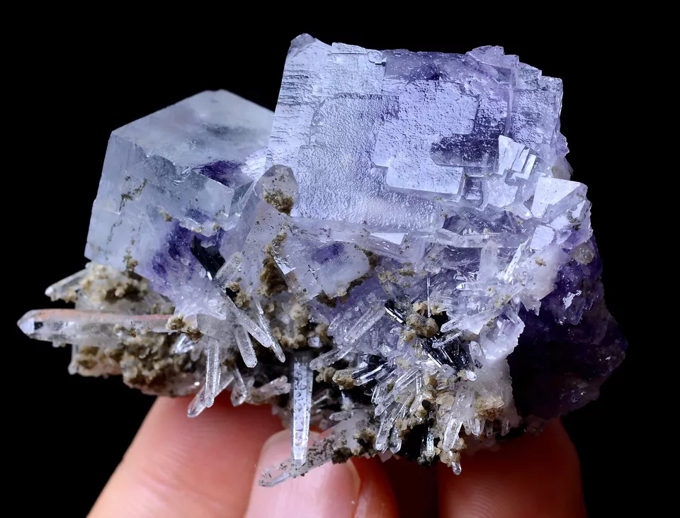 60.5g NEWLY DISCOVERED RARE PURPLE FLUORITE & CRYSTAL SYMBIOTIC MINERAL SAMPLES