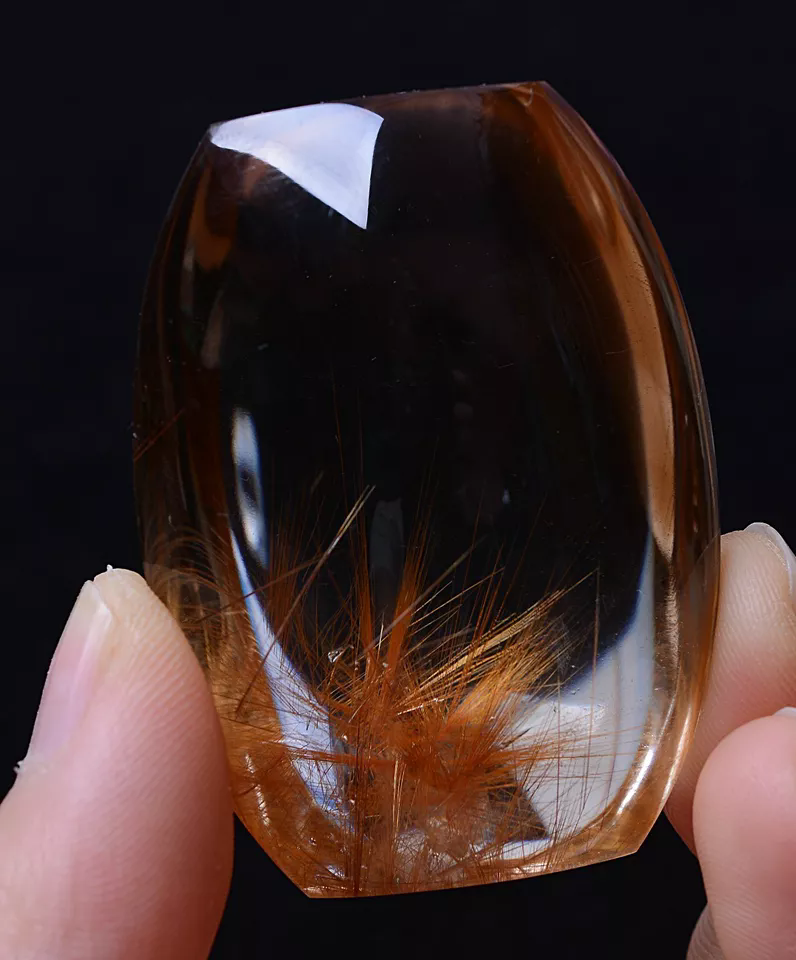 Natural Gold Rutilated Quartz Crystal Woman & Men Cure Powerful Pendant 42.54g