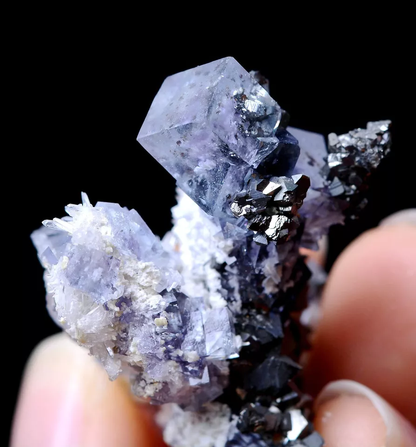 25.42g NATURAL PURPLE FLUORITE & ARSENOPYRITE SYMBIOTIC MINERAL SPECIMEN