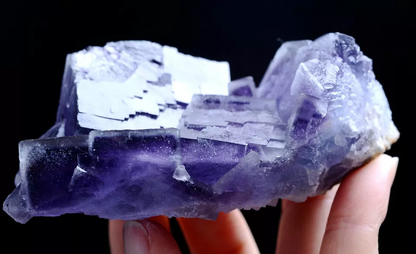 276g Natural Phantom Window Cube Blue Purple Fluorite Mineral Specimen/China