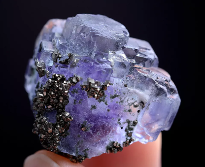 12g Natural Violet Fluorite Arsenopyrite Mineral Specimen/Yaogangxian  China