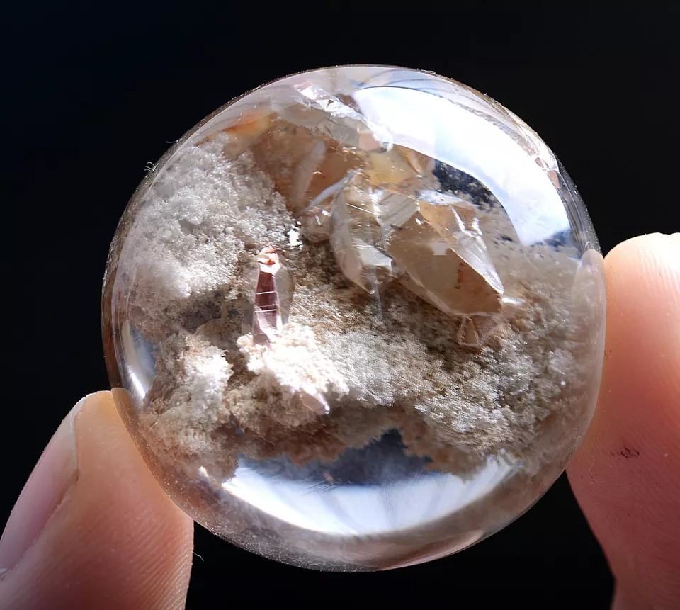 24g Natural Quartz Ghost Crystal "Stone Inside Stone" Pendant Mineral Specimens