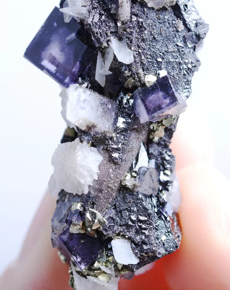 30g Natural Purple Fluorite & Wolframite Crystal Mineral Specimen/YaoGangXian